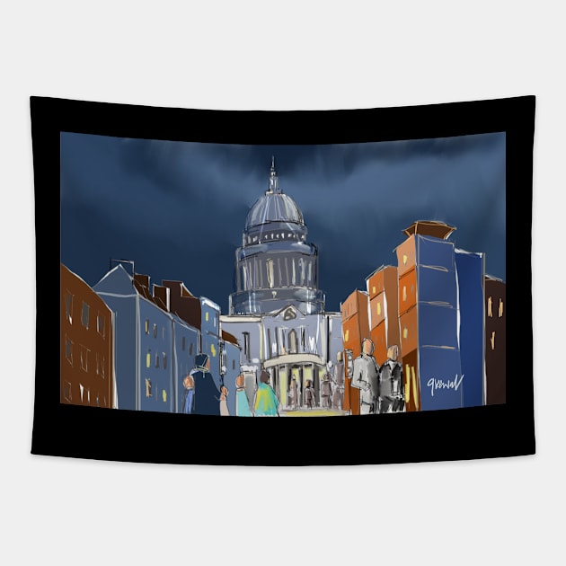 London blue abstract Tapestry by sukhpalgrewal