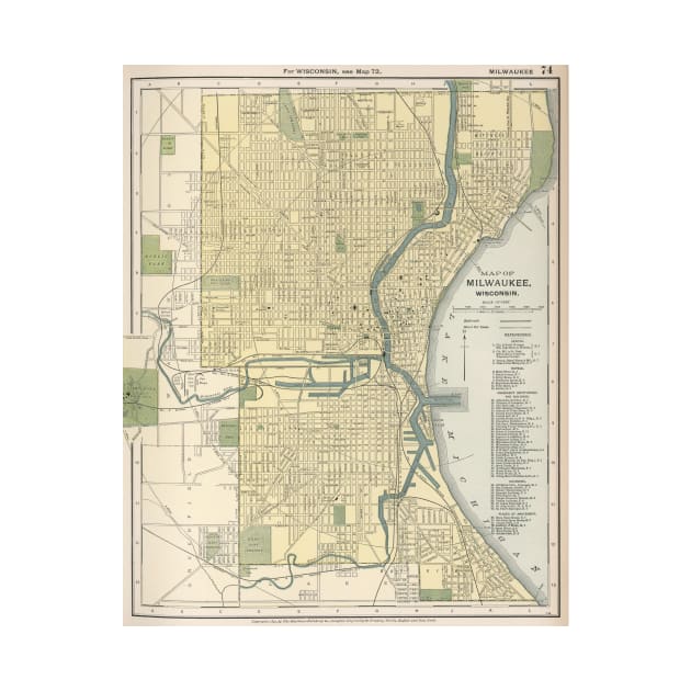 Vintage Map of Milwaukee Wisconsin (1891) by Bravuramedia