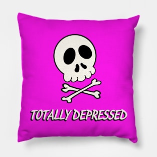 Totally Depressed Rockabilly Skull Pillow