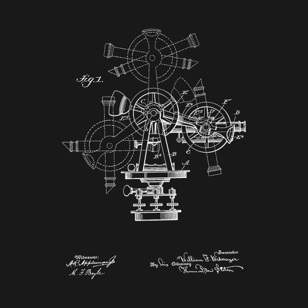 Surveying Instrument Vintage Patent Hand Drawing by TheYoungDesigns