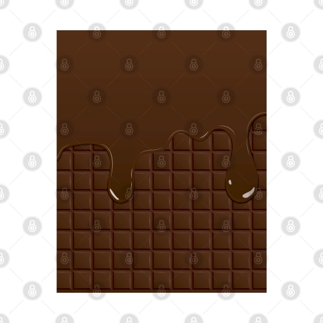 Chocolate big drops, melting on cocoa waffle print by KINKDesign