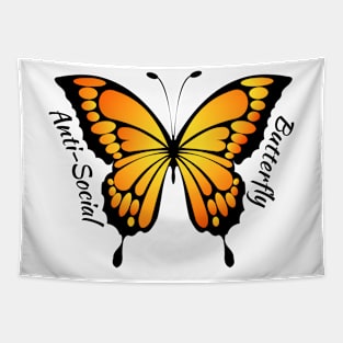 Orange Anti Social Butterfly Tapestry