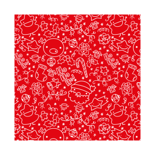 Christmas Doodles - Red and White T-Shirt