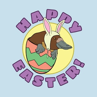 Easter Platypus wearing Bunny Ears Hat in an Easter Egg T-Shirt