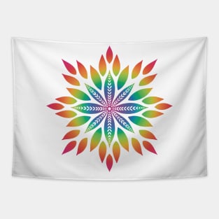 Rainbow Sunburst Mandala Tapestry