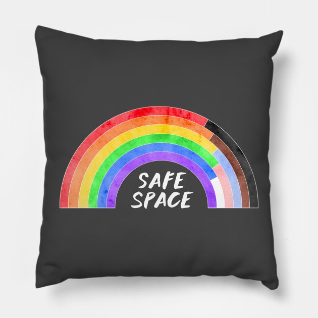 Safe Space BIPOC Pride Rainbow Pillow by Roguish Design