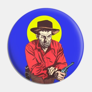 western cowboy with revolver in the wild west Pin