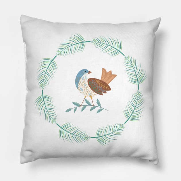 Retro Bird Ornament Pillow by SWON Design