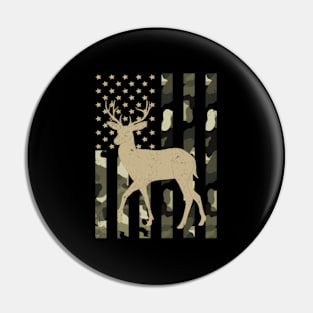 Camouflage Camo American Flag Whitetail Deer Pin