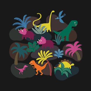 Dinosaur Jungle - Sunshine Brights - cute Dino design by Cecca Designs T-Shirt