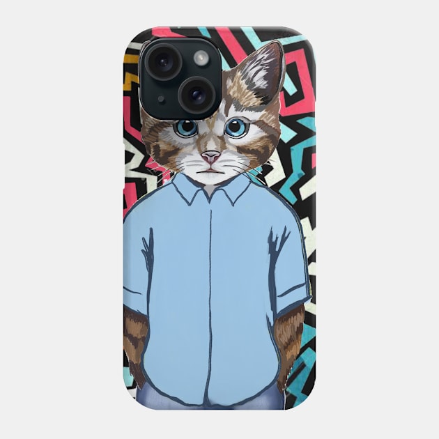 Funky Cool Cat Phone Case by Art by Ergate