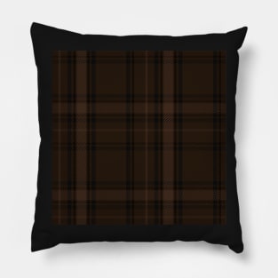 Dark Academia Plaid Tartan in Black, Taupe, and Coffee Brown Pillow