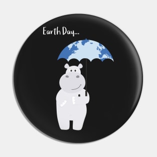 Hippo and Earth Umbrella - Earth Day Pin