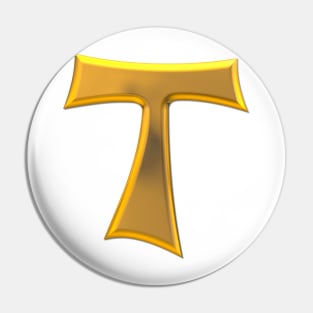 Golden 3-D look Franciscan Tau Cross Pin