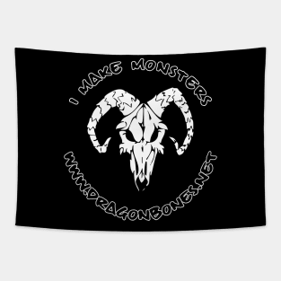 I Make Monsters Dragonbones Logo w/ Goblin on Back Tapestry