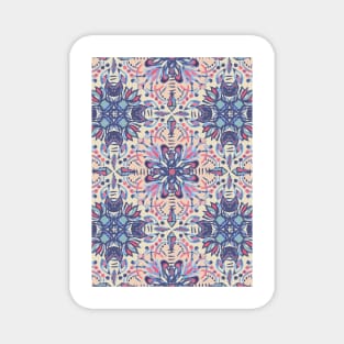 Protea Pattern in Blue, Cream & Coral Magnet