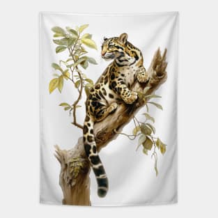 Spotted Elegance: The Clouded Leopard Tapestry