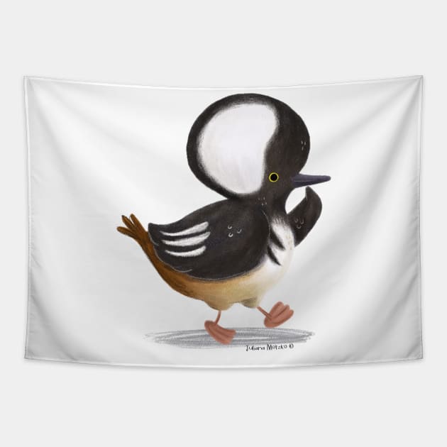 Hooded Merganser Tapestry by julianamotzko