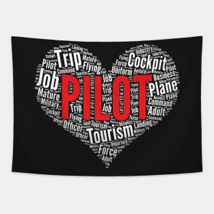 Pilot Heart Shape Word Cloud product Tapestry