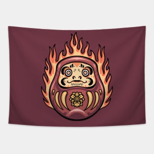 Flaming Japanese Daruma Doll Tapestry