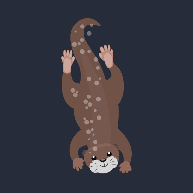 Cute otter diving bubbles cartoon illustration by FrogFactory