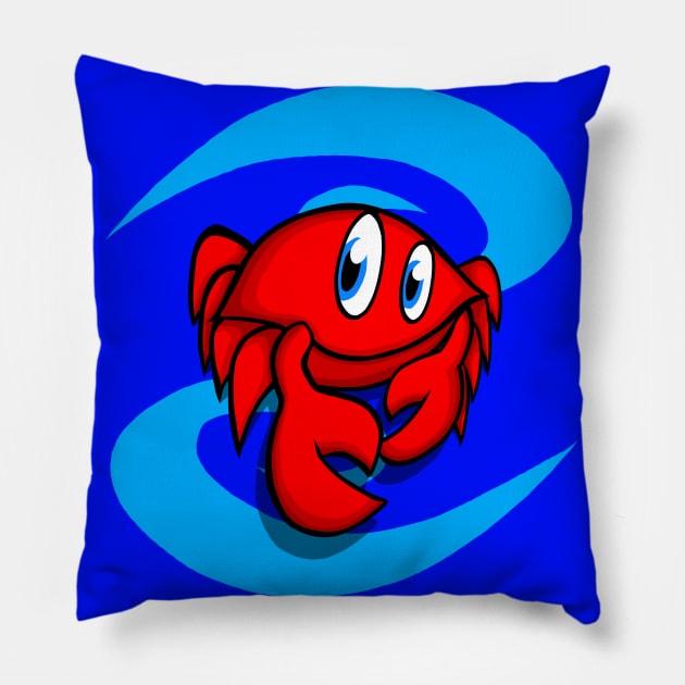 Happy Crab Cancer Zodiac Sign Pillow by EZPAINT