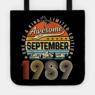 Awesome Since September 1989 Vintage 34th Birthday Tote