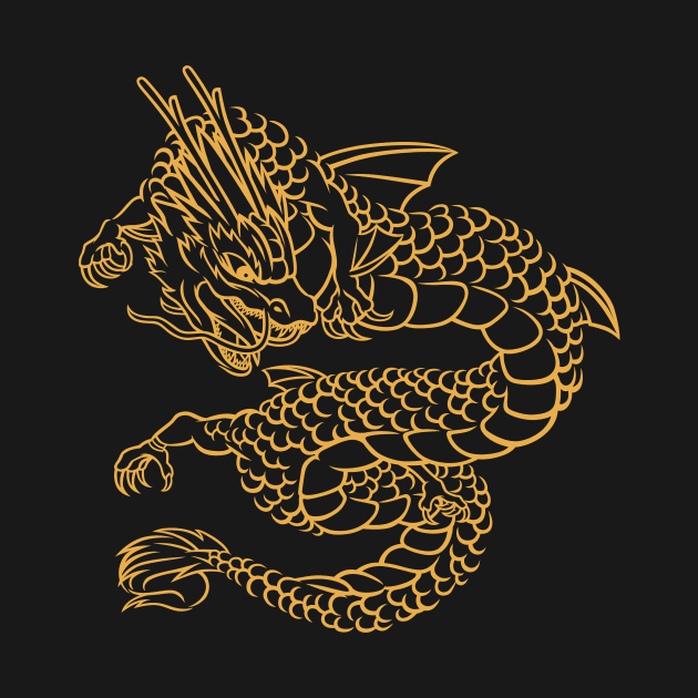 Chinese Golden Dragon by Tobe Fonseca by Tobe_Fonseca