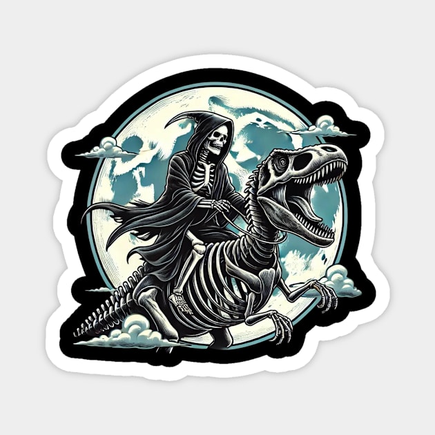 Grim Reaper T-Rex Rider Halloween - Trex - Magnet | TeePublic