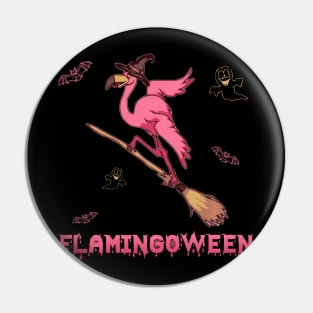 Flamingoween Shirt Funny Flamingoween Witch Halloween Pin