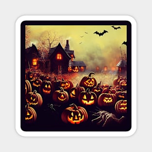 Halloween scary town Magnet