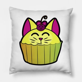 Catcake With Mouse-Cherry - Yellow Pillow