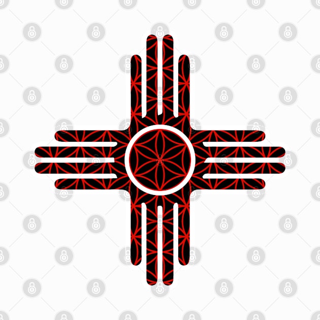 New Mexico State Flag Zia - Red Sacred Geometry Zia by DeadBeatElite