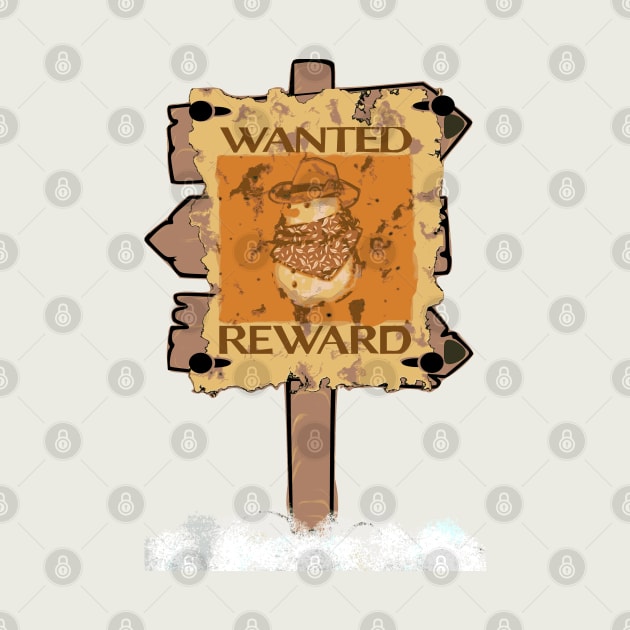 Snowman outlaw-themed "Most Wanted" poster by Eejee Art