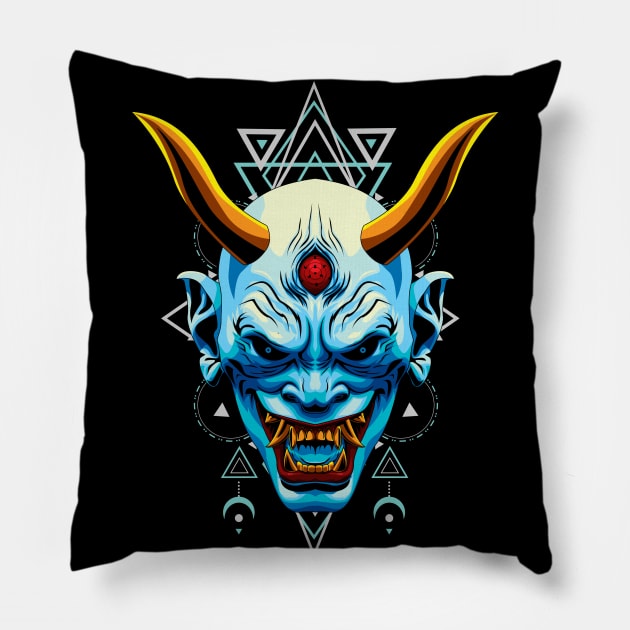 oni japan Pillow by SHINIGAMII