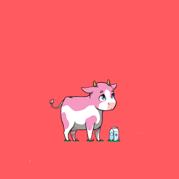 cute strawberry milk cow by BlackRabbitLabel