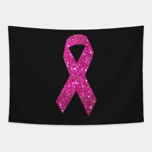 Pink Faux Glitter Awareness Ribbon Tapestry