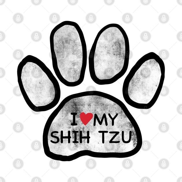 I Love My Shih Tzu Paw rugged look by SubtleSplit
