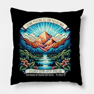 I raise my eyes to the mountains Pillow