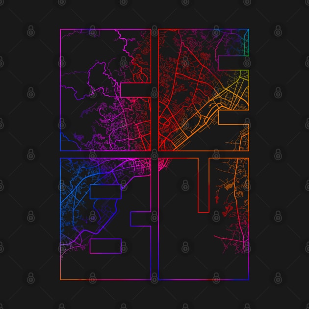 Cebu, Philippines City Map Typography - Colorful by deMAP Studio