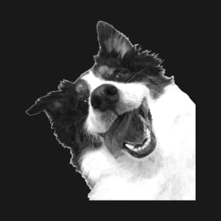 Black and White Happy Dog T-Shirt