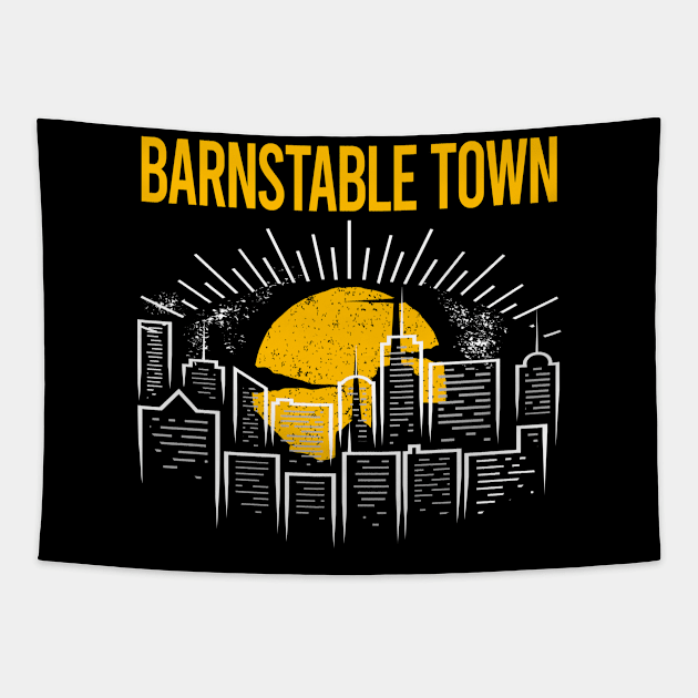 Yellow Moon Barnstable Town Tapestry by flaskoverhand