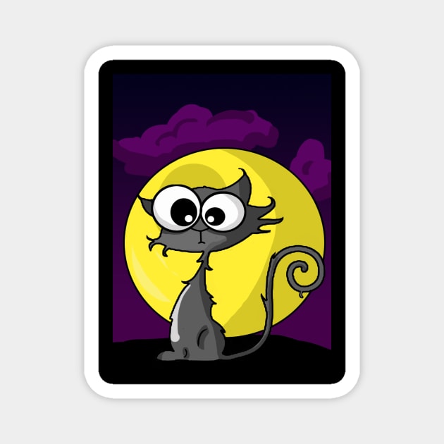 Cartoon Spooky Cat Magnet by RG Illustration