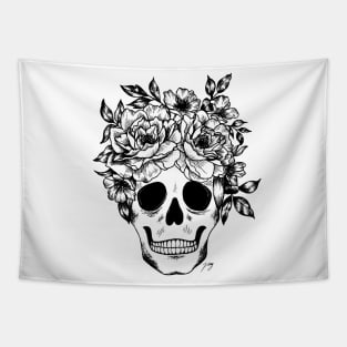 Floral Skull Tapestry