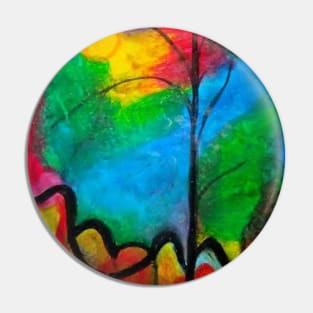 Color Rectro Tree Pin