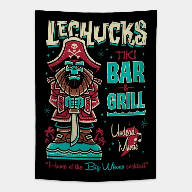 Lechucks Tiki Bar - Monkey Island - Retro Video Game Ghost Pirate Tapestry by Nemons