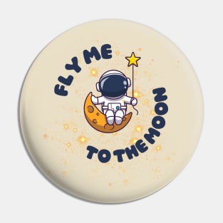 Fly me to the moon astronaut draw Pin