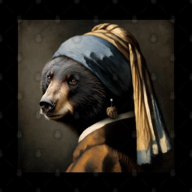 Wildlife Conservation - Pearl Earring Black Bear Meme by Edd Paint Something