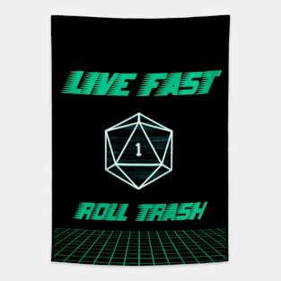 Live Fast Roll Trash Synthwave Neon Dnd D20 Dice Tapestry