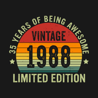 Vintage 1988 Limited Edition 35 Years Of Being Awesome T-Shirt